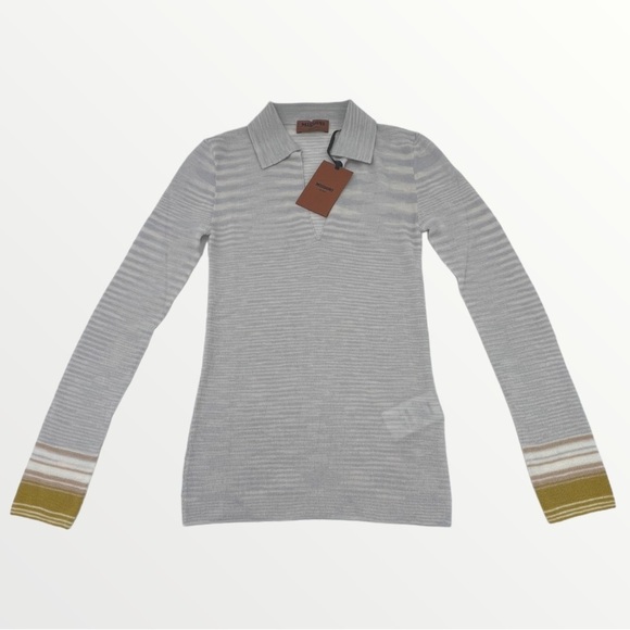 Missoni Sweater Wool Knit Long Sleeve Polo‎ Sz S IT 40 - Picture 5 of 10